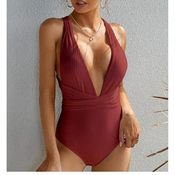 MOLYBELL Women's Plunge One Piece Tummy Control XL NWT - Picture 4 of 10